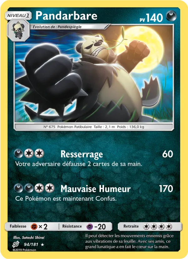 Carte Pokémon Pandarbare de l'extension Duo de Choc