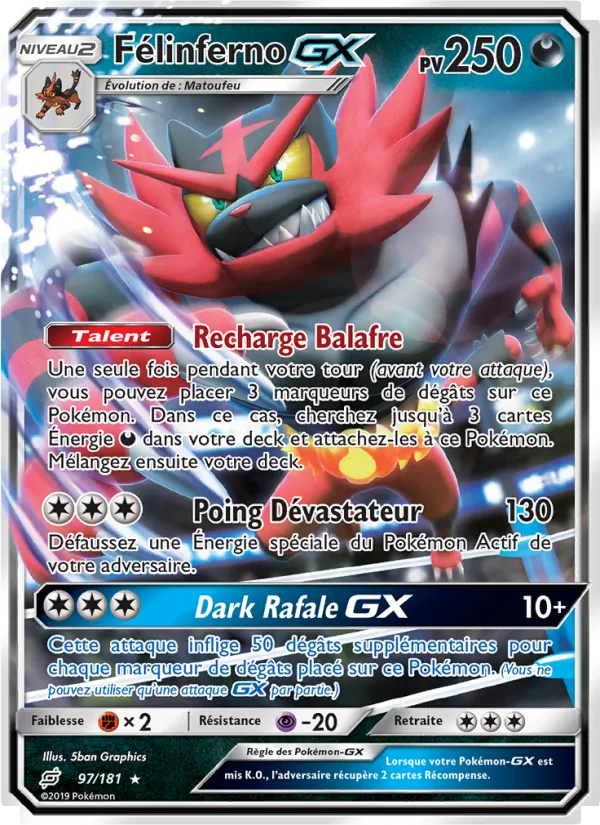 Carte Pokémon Félinferno GX de l'extension Duo de Choc