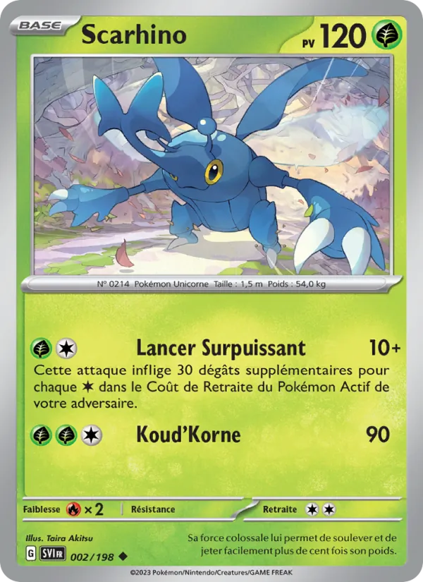 Carte Pokémon Scarhino de l'extension Écarlate et Violet