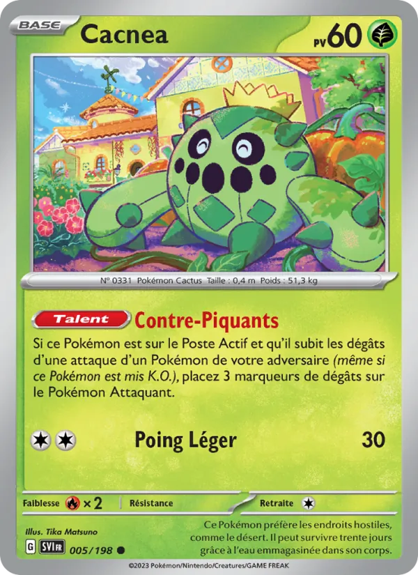 Carte Pokémon Cacnea de l'extension Écarlate et Violet