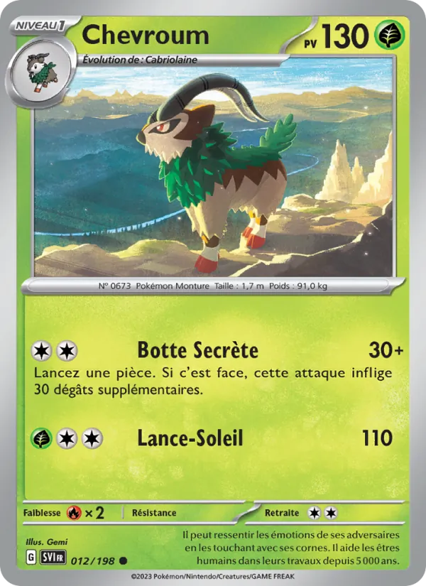 Carte Pokémon Chevroum de l'extension Écarlate et Violet