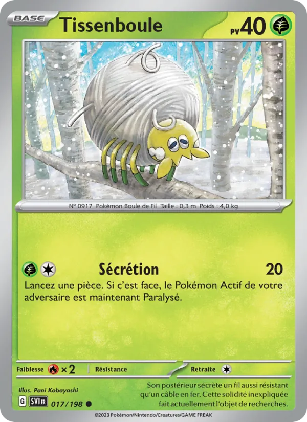 Carte Pokémon Tissenboule de l'extension Écarlate et Violet