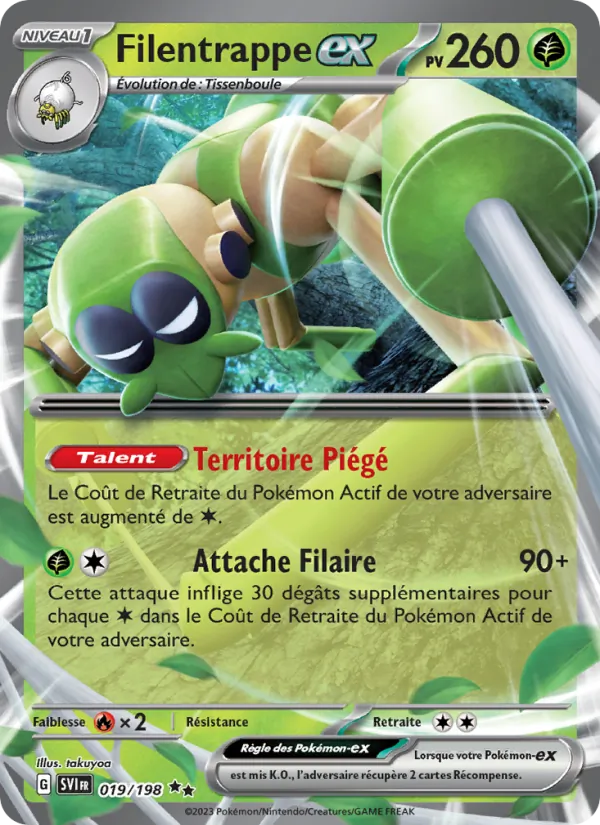 Carte Pokémon Filentrappe-ex de l'extension Écarlate et Violet