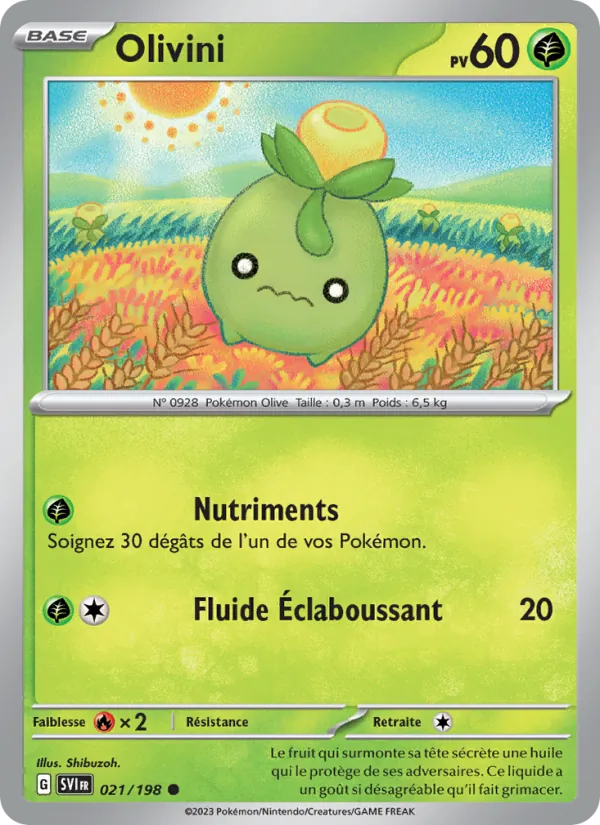 Carte Pokémon Olivini de l'extension Écarlate et Violet