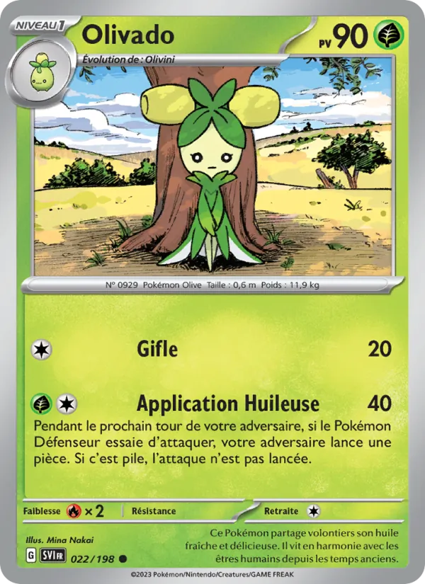 Carte Pokémon Olivado de l'extension Écarlate et Violet