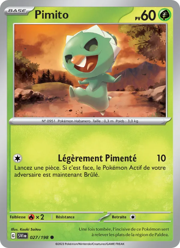 Carte Pokémon Pimito de l'extension Écarlate et Violet
