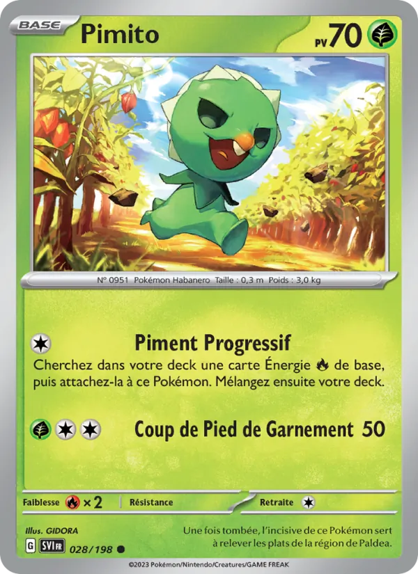 Carte Pokémon Pimito de l'extension Écarlate et Violet