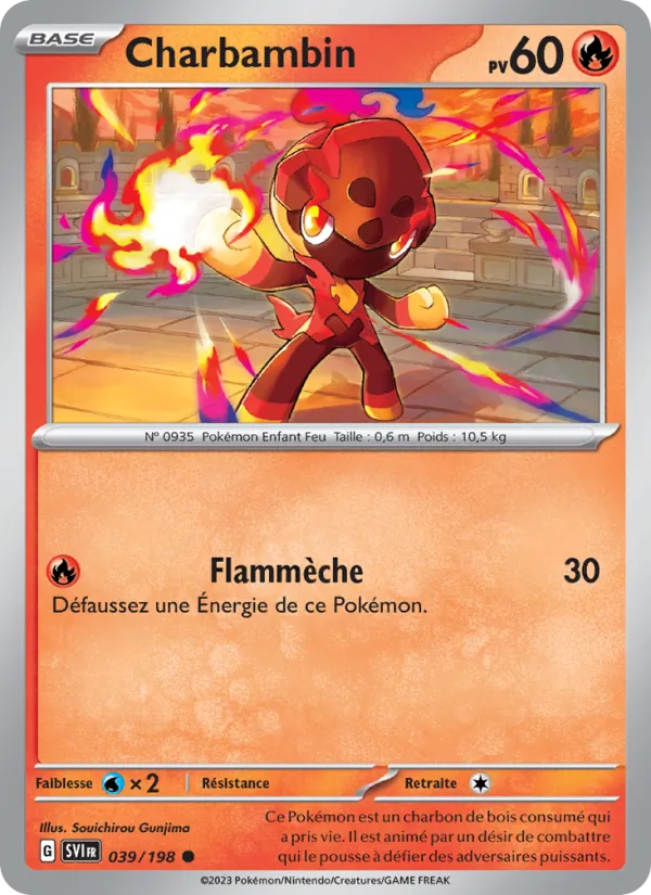Carte Pokémon Charbambin de l'extension Écarlate et Violet
