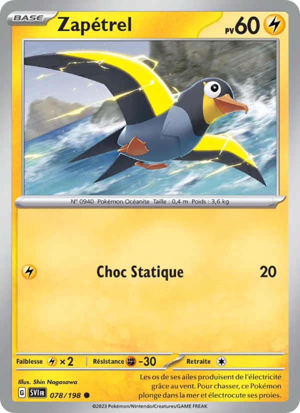 Carte Pokémon Zapétrel de l'extension Écarlate et Violet