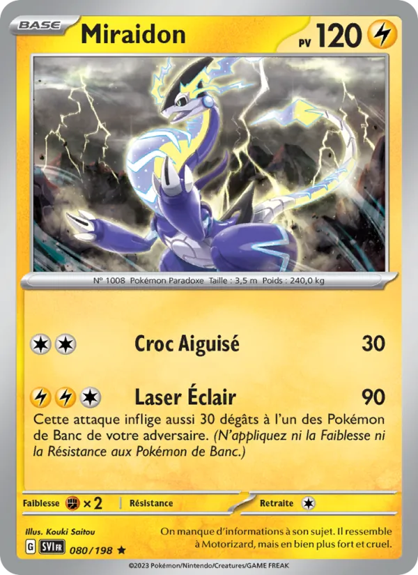 Carte Pokémon Miraidon de l'extension Écarlate et Violet