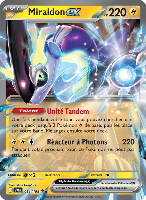 Carte Pokémon Miraidon-ex de l'extension Écarlate et Violet
