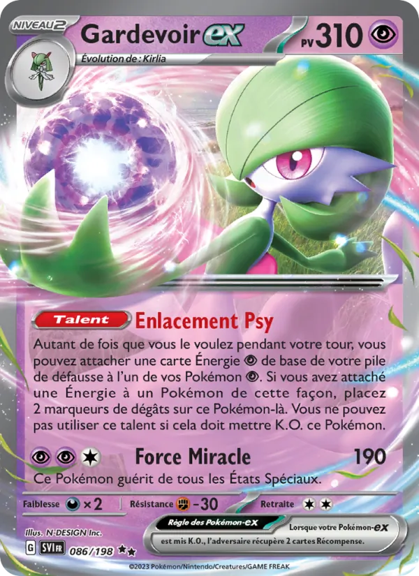 Carte Pokémon Gardevoir-ex de l'extension Écarlate et Violet