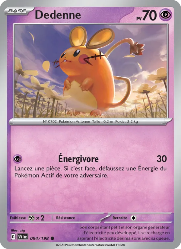 Carte Pokémon Dedenne de l'extension Écarlate et Violet