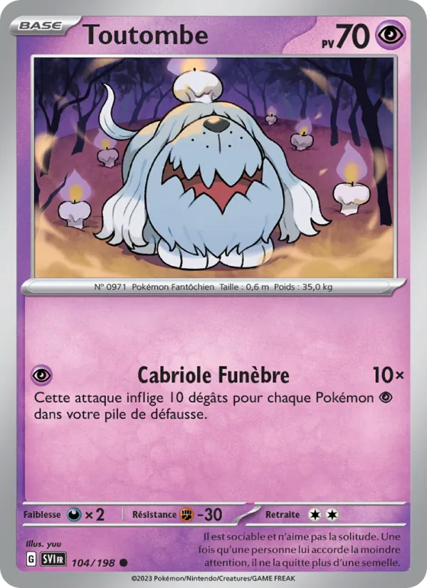 Carte Pokémon Toutombe de l'extension Écarlate et Violet