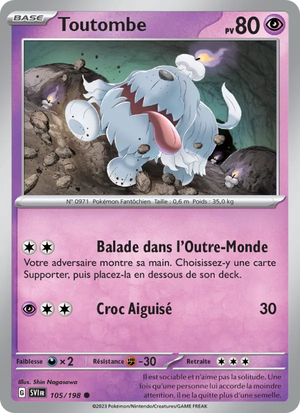 Carte Pokémon Toutombe de l'extension Écarlate et Violet