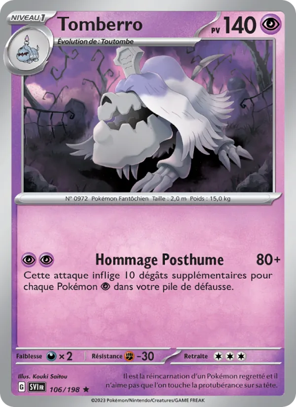 Carte Pokémon Tomberro de l'extension Écarlate et Violet