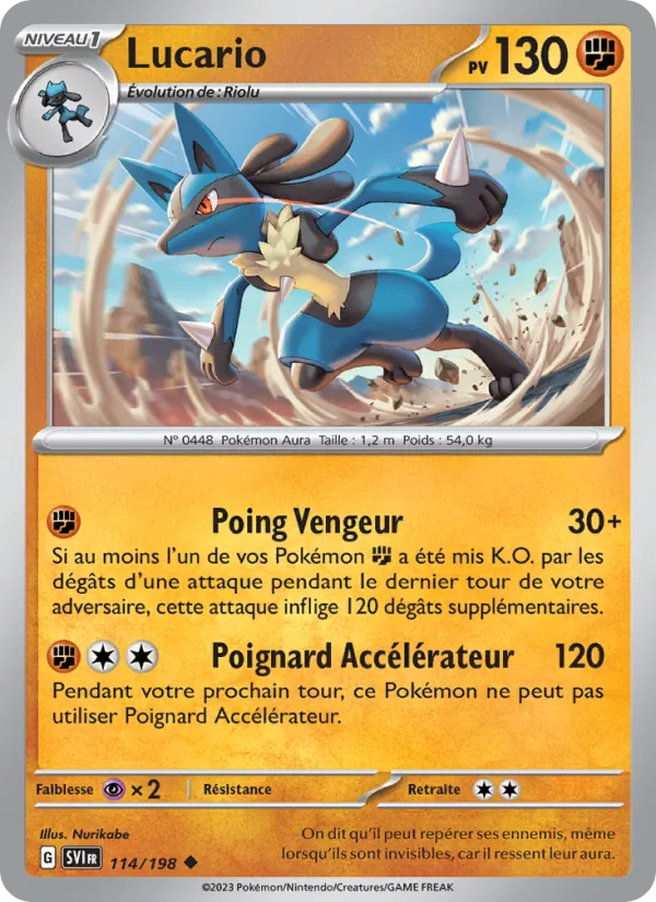 Carte Pokémon Lucario de l'extension Écarlate et Violet