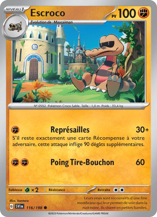 Carte Pokémon Escroco de l'extension Écarlate et Violet