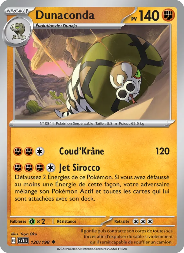 Carte Pokémon Dunaconda de l'extension Écarlate et Violet