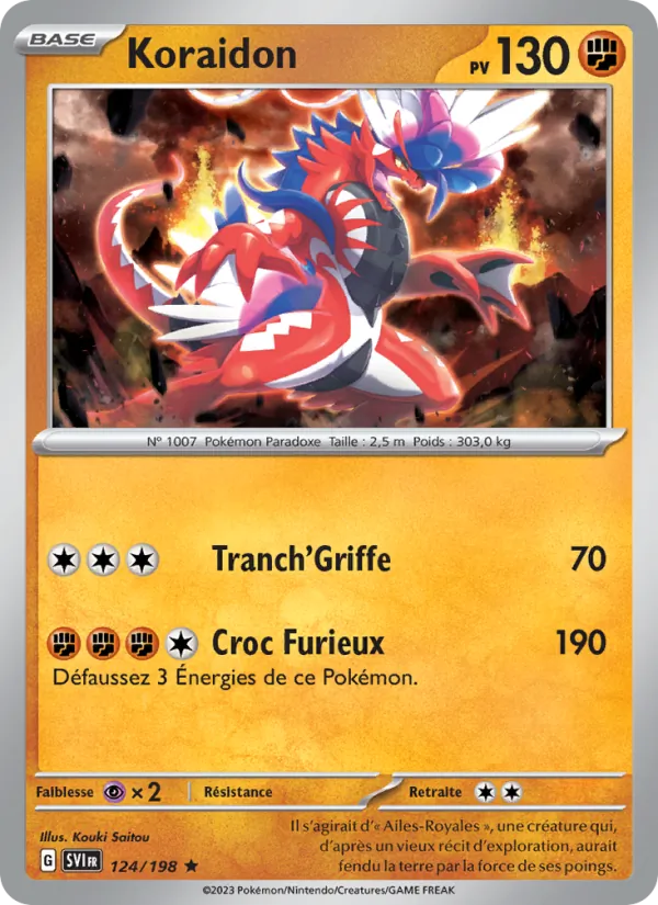 Carte Pokémon Koraidon de l'extension Écarlate et Violet