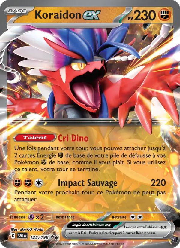 Carte Pokémon Koraidon-ex de l'extension Écarlate et Violet