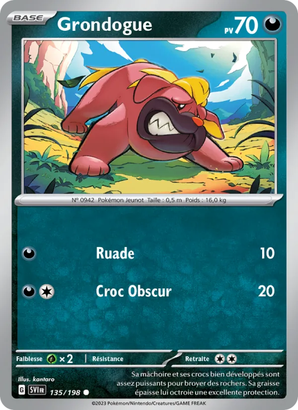 Carte Pokémon Grondogue de l'extension Écarlate et Violet