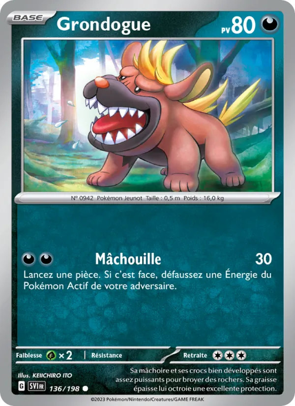 Carte Pokémon Grondogue de l'extension Écarlate et Violet