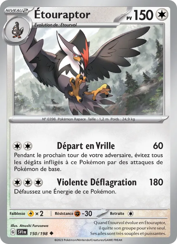 Carte Pokémon Étouraptor de l'extension Écarlate et Violet