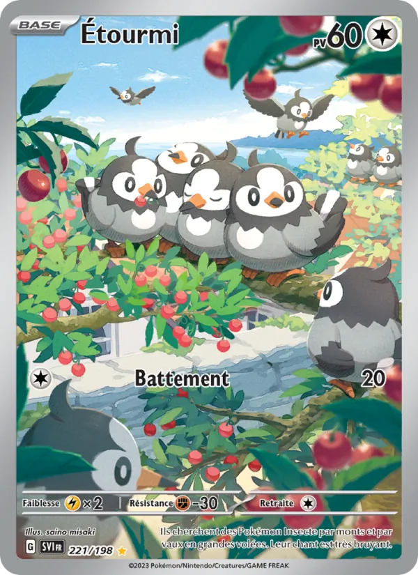 Carte Pokémon Étourmi de l'extension Écarlate et Violet