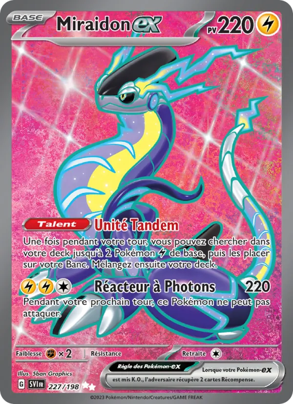 Carte Pokémon Miraidon-ex de l'extension Écarlate et Violet