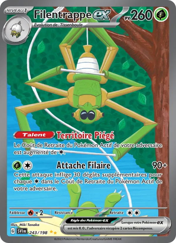 Carte Pokémon Filentrappe-ex de l'extension Écarlate et Violet