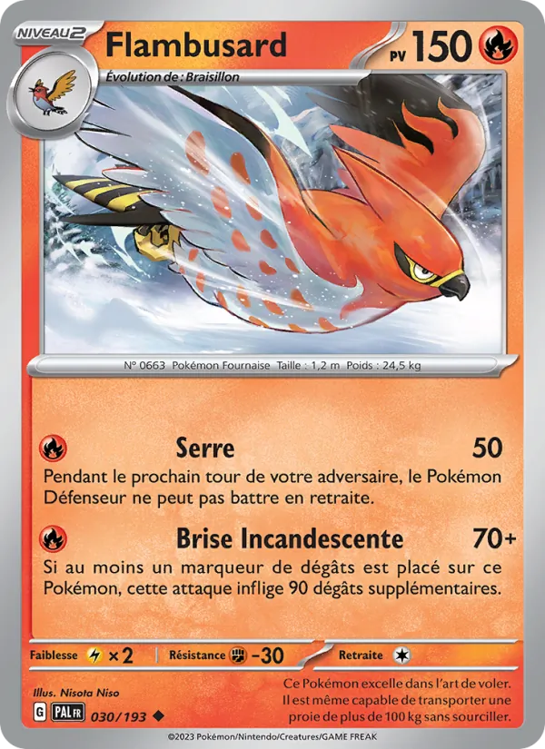 Carte Pokémon Flambusard de l'extension Évolutions à Paldea
