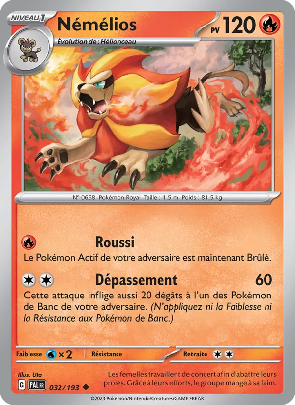 Carte Pokémon Némélios de l'extension Évolutions à Paldea