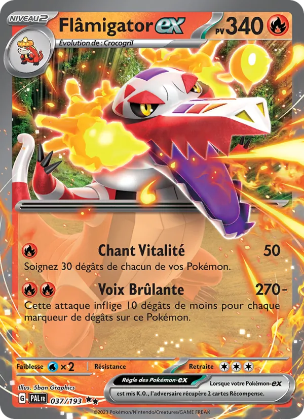 Carte Pokémon Flâmigator-ex de l'extension Évolutions à Paldea
