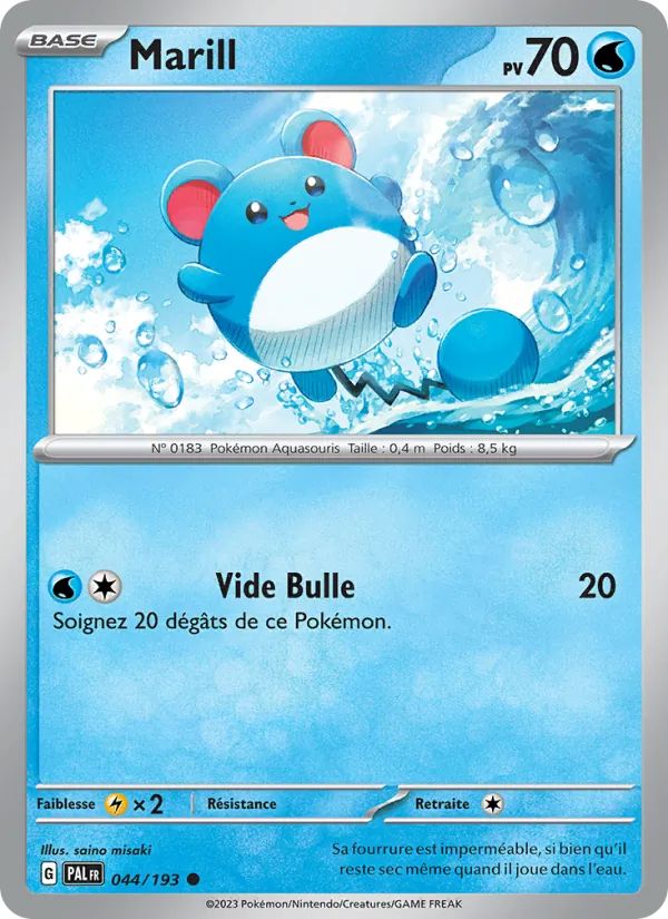 Carte Pokémon Marill de l'extension Évolutions à Paldea