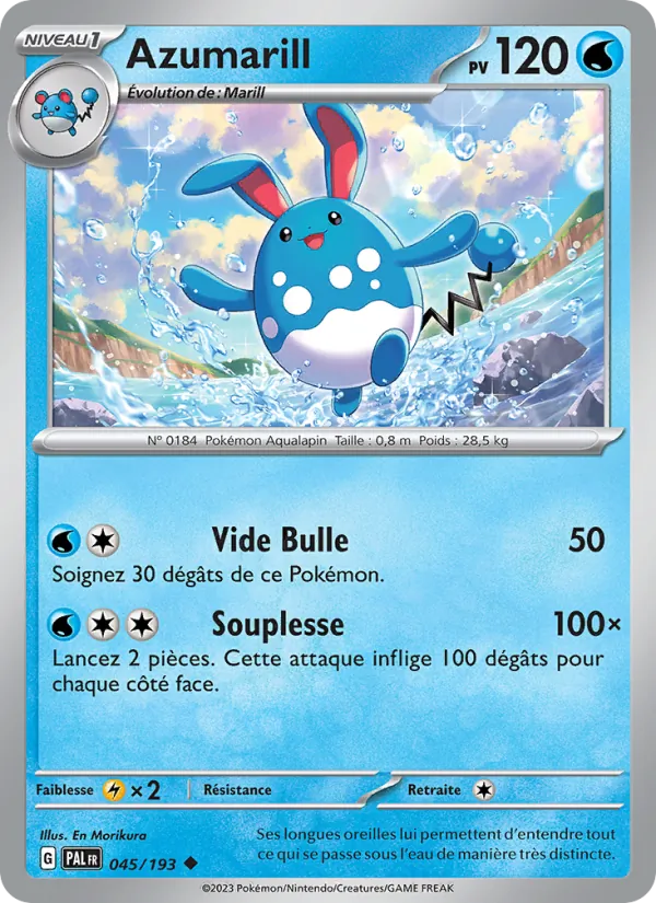 Carte Pokémon Azumarill de l'extension Évolutions à Paldea