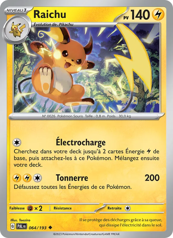 Carte Pokémon Raichu de l'extension Évolutions à Paldea