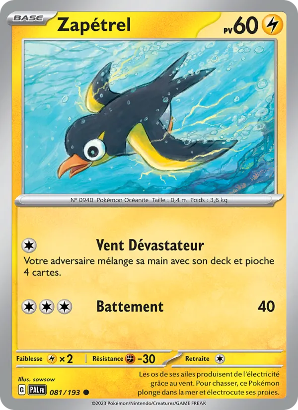 Carte Pokémon Zapétrel de l'extension Évolutions à Paldea
