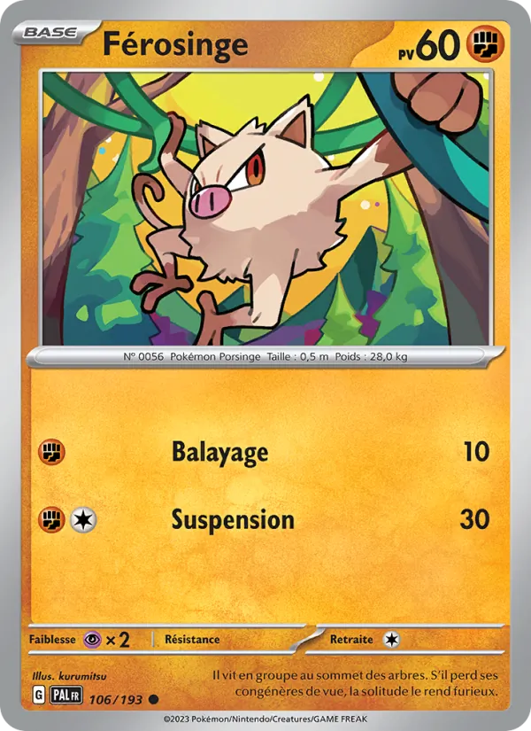 Carte Pokémon Férosinge de l'extension Évolutions à Paldea