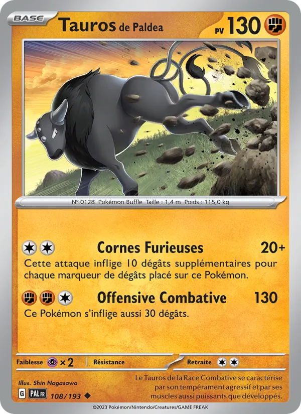 Carte Pokémon Tauros de Paldea de l'extension Évolutions à Paldea