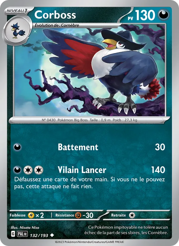 Carte Pokémon Corboss de l'extension Évolutions à Paldea