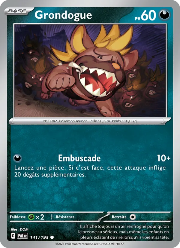 Carte Pokémon Grondogue de l'extension Évolutions à Paldea