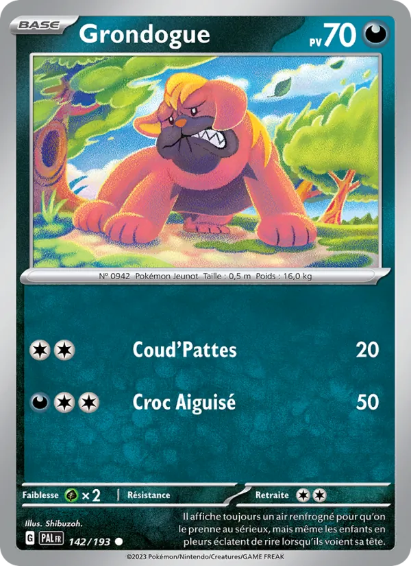 Carte Pokémon Grondogue de l'extension Évolutions à Paldea