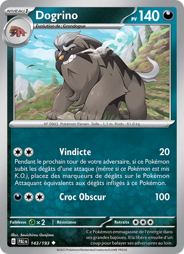 Carte Pokémon Dogrino de l'extension Évolutions à Paldea