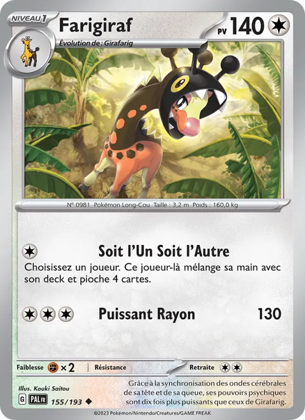 Carte Pokémon Farigiraf de l'extension Évolutions à Paldea