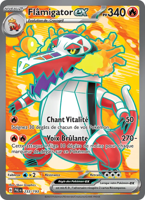 Carte Pokémon Flâmigator-ex de l'extension Évolutions à Paldea