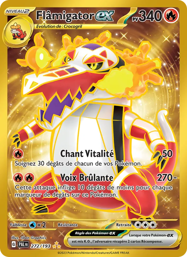 Carte Pokémon Flâmigator-ex de l'extension Évolutions à Paldea