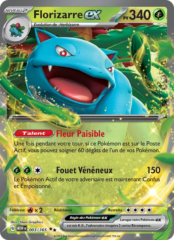Carte Pokémon Florizarre-ex de l'extension 151