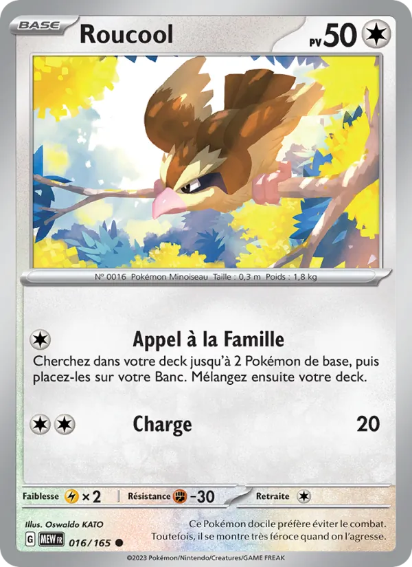 Carte Pokémon Roucool de l'extension 151