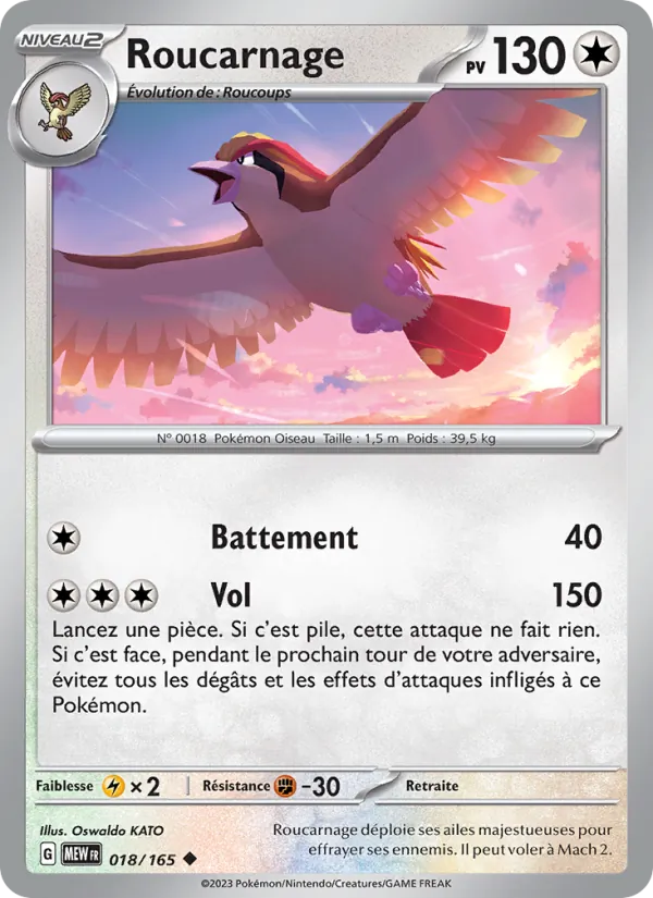 Carte Pokémon Roucarnage de l'extension 151